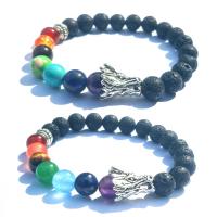 Lava Bracelet with Gemstone & Zinc Alloy plated Unisex Sold Per 7.2 Inch Strand