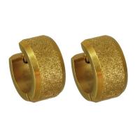 Huggie Anneau d'oreille, acier inoxydable, Placage de couleur d'or, bijoux de mode & pour femme & givré, 7x12.50mm, 12pairescouple/lot, Vendu par lot