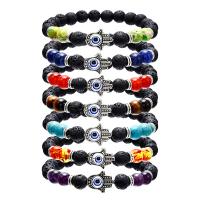 Lava Armband, mit Edelstein & Zinklegierung, Evil Eye Hamsa, unisex & verschiedene Stile für Wahl, verkauft per ca. 7.5 ZollInch Strang