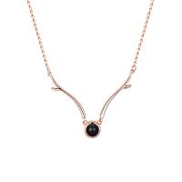 925 Sterling Silver Miniature Projection Necklace with Gemstone Antlers plated for woman Sold Per Approx 19.6 Inch Strand