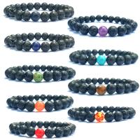 Lava Armband, mit Edelstein, plattiert, verschiedenen Materialien für die Wahl & unisex, 8mm, Länge 7.4 ZollInch, 5SträngeStrang/Menge, verkauft von Menge