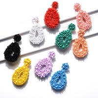 Seedbead Boucle d'oreille goutte, fait à la main, pour femme, plus de couleurs à choisir, protéger l'environnement, sans nickel, plomb et cadmium, 42x80mm, Vendu par paire