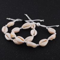 Bracelet bijoux coquillage, coquille, avec corde de coton & perle de plastique, coquille, pour femme, plus de couleurs à choisir, Longueur 7 pouce, 3 pouce, 2PC/lot, Vendu par lot