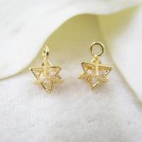 Μενταγιόν Cubic Zirconia (CZ) Brass, Ορείχαλκος, με Cubic Zirconia, Οκτώ Αστέρι, επίχρυσο, DIY, νικέλιο, μόλυβδο και κάδμιο ελεύθεροι, 6*9mm, Τρύπα:Περίπου 1.5mm, 10PCs/Παρτίδα, Sold Με Παρτίδα