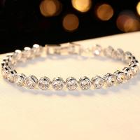 Circonio cúbico Micro Pave Pulsera Plata, Plata de ley 925, chapado en platina real, diverso tamaño para la opción & micro arcilla de zirconia cúbica & para mujer, 4mm, Vendido por Sarta