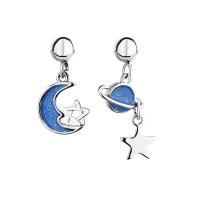 Argent sterling 925 Boucles d'oreilles asymétriques, Plaqué de platine, bijoux de mode & pour femme & autocollant époxyde, 7x8mmuff0c9x9mmuff0c6mmuff0c4mm, Vendu par paire