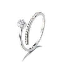 925er Sterling Silber Open -Finger-Ring, Micro pave Zirkonia & für Frau, Silberfarbe, 5mm, Größe:5, verkauft von PC