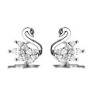 Sterling Silver Jewelry Earring, 925 Sterling Silver, Eala, platanam plátáilte, micrea réiteach zirconia ciúbach & do bhean, 9x8mm, Díolta De réir Péire