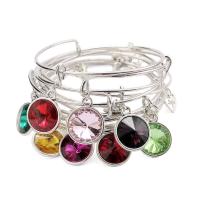 Cink Alloy Bangle Nakit, Podesiva & bez spolne razlike & s Rhinestone, više boja za izbor, 16.5mm uff0c63-65mm, Prodano By Lot