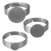 Roestvrij staal Pad Ring Base, verschillende grootte voor keus, oorspronkelijke kleur, Gat:Ca 1.5mm, Maat:7, 200pC's/Lot, Verkocht door Lot