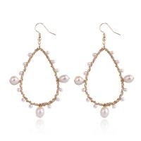 Messing Drop Earring, met Zoetwater Parel, Traan, voor vrouw, 8x5cm, Verkocht door pair