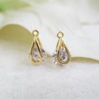 Μενταγιόν Cubic Zirconia (CZ) Brass, Ορείχαλκος, με Cubic Zirconia, επίχρυσο, DIY & μικρο ανοίξει κυβικά ζιρκονία, περισσότερα χρώματα για την επιλογή, νικέλιο, μόλυβδο και κάδμιο ελεύθεροι, 9*5mm, Τρύπα:Περίπου 1mm, 10PCs/Παρτίδα, Sold Με Παρτίδα