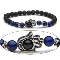 Lava Armband, med Lapis lazuli & Zink Alloy, plated, mode smycken & Unisex, Såld Per 7 inch Strand