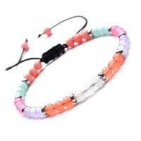 Amazonita Pulsera de Woven Ball, con Piedras preciosas, chapado, unisexo & ajustable, multicolor, Vendido para 7.4 Inch Sarta