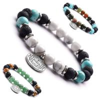 Gemstone Náramky, Drahokam, s Zinek, různé materiály pro výběr & unisex, Prodáno za 7.4 inch Strand