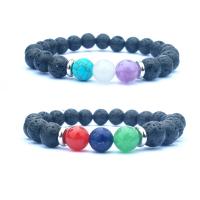 Lava Bracelet with Gemstone & Zinc Alloy plated Unisex Sold Per 7.4 Inch Strand