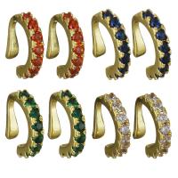 Messing Oorbel clip, gold plated, micro pave zirconia, meer kleuren voor de keuze, nikkel, lood en cadmium vrij, 2.5x12.5x11.5, 10pC's/Lot, Verkocht door Lot