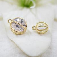 Kubik Zirkonium mikro bana Mässing hängande, med Cubic Zirconia, äkta guldpläterad, DIY & olika storlek för val & micro bana cubic zirconia, nickel, bly och kadmium gratis, Hål:Ca 1mm, 2PC/Lot, Säljs av Lot