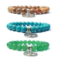 Gemstone Bracelets with Zinc Alloy plated & Unisex 8mm Sold Per 7.4 Inch Strand