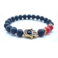 Lava Bracelet with Gemstone & Tiger Eye & Red Agate plated Unisex Sold Per 7.4 Inch Strand