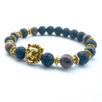 Lava Bracelet with Tiger Eye & Zinc Alloy plated Unisex Sold Per 7.4 Inch Strand