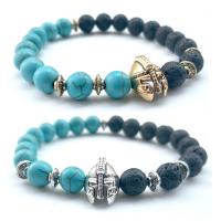 Lava Bracelet with turquoise & Zinc Alloy plated Unisex Sold Per 7.4 Inch Strand