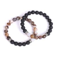 Lava Bracelet, le Agate, plátáilte, unisex & stíleanna éagsúla do rogha, Díolta Per 7.4 Inse Snáithe