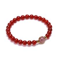 Red Agate Narukvice, s Dragi kamen, pozlaćen, različiti materijali za izbor & bez spolne razlike, Prodano Per 6.8 inčni Strand