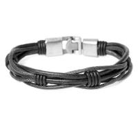 Cuero de PU Pulsera, con aleación de zinc, chapado en color de platina, para hombre, más colores para la opción, Vendido para aproximado 7.8-8.6 Inch Sarta