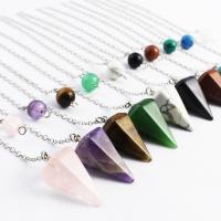 Gemstone Pendulum Pendant Conical platinum color plated & Unisex nickel lead & cadmium free 8mm Sold Per Approx 9.57 Inch Strand