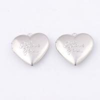 Zinc Alloy Locket Vedhæng, Stainless Steel, Heart, du kan DIY, oprindelige farve, nikkel, bly & cadmium fri, 29*29mm, Hole:Ca. 2mm, 5pc'er/Lot, Solgt af Lot