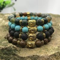 Natural Gemstone Bracelets with Buddha Zinc Alloy Bead plated & Unisex  Sold Per 7.2 Strand