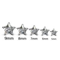 Titan Stål Stud Earring, med Cubic Zirconia, Star, mode smycken & Unisex & olika storlek för val, Säljs av Par