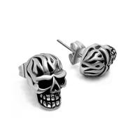 Titan Stål Stud Earring, Skull, Smörja, mode smycken & Unisex, 13mmx8mm, Säljs av Par