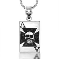 Pendentifs en titane, Acier titane, Poker, le style de punk & noircir, 25.3mmx45.7mmx16mm, Vendu par PC