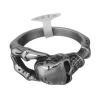 roestvrij staal Maar vinger ring, Schedel, mode sieraden & voor de mens & zwart maken, 13.50mm, Gat:Ca 6.5x8.5mm, Verkocht door PC