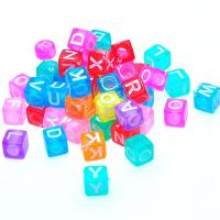 Spray Painted Acrylic Beads Square random style & with letter pattern mixed colors Approx 3mm Approx Sold By Bag