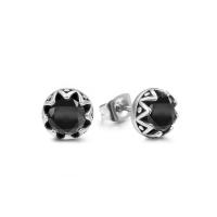 Titan Stål Stud Earring, med Cubic Zirconia, Smörja, mode smycken & för människan, fler färger för val, 8.5mm, Säljs av Par