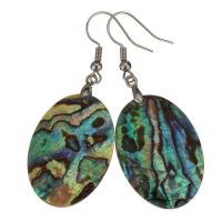 Oorbellen, Messing, met Abalone Schelp, silver plated, voor vrouw, nikkel, lood en cadmium vrij, 53mm,21x30mm, Verkocht door pair