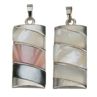 Mässing Smycken Hängen, med Svart Shell & Pink Shell & White Shell, silver pläterad, olika material för val, nickel, bly och kadmium gratis, 18x39x5mm, Hål:Ca 5x7mm, Säljs av PC