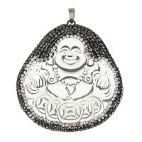 Rhinestone Clay Pave Pendant with Glass & Brass Buddha silver color plated Approx Sold By PC