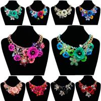 Zinc Alloy Jewelry Necklace with Glass Flower plated random style & twist oval chain & for woman mixed colors nickel lead & cadmium free Length Approx 18.8 Inch Sold By Lot