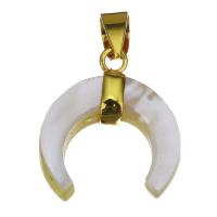 Colgantes de la joyería de cobre amarillo, metal, con Nácar Blanca, Luna, chapado en color dorado, libre de níquel, plomo & cadmio, 20x22x7mm, agujero:aproximado 4x7mm, Vendido por UD