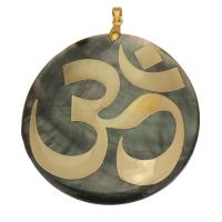 Brass Pendant with Black Shell Flat Round gold color plated nickel lead & cadmium free Approx 4mm Sold By PC