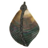 argile Pendentif, avec coquille noire & laiton, Plaqué de couleur de cuivre antique, 67x104x11mm, Trou:Environ 5x7mm, Vendu par PC