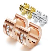 Huggie Hoepel Oorbel, 316L roestvrij staal, plated, micro pave zirconia & voor vrouw, meer kleuren voor de keuze, 13mm, 6.8mm, 2.2mm, Verkocht door pair