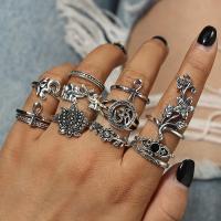 Zinc Alloy Ring Set finger ring plated 12 pieces & for woman silver color nickel lead & cadmium free Sold By Set