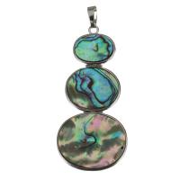 Messing hangers, met Abalone Schelp, silver plated, nikkel, lood en cadmium vrij, 27x58x4.50mm, Gat:Ca 5x7mm, Verkocht door PC