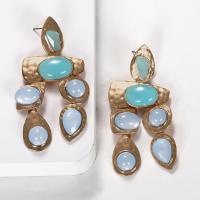 Zinc Alloy Drop Earrings with Gemstone fashion jewelry & for woman nickel lead & cadmium free Sold By Pair