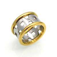 Rustfrit stål fingre Ringe, 316L Stainless Steel, forgyldt, Unisex & forskellig størrelse for valg & hule, 12mm, Størrelse:6-10, Solgt af PC